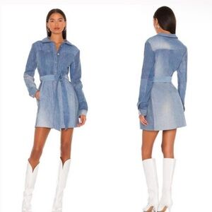 NWT EB Denim Trench‎ Button-Down Patchwork Dress Size S